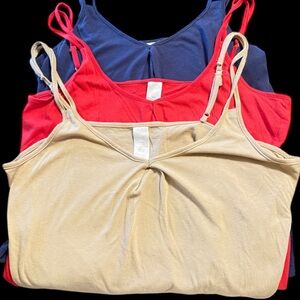 Set of Three Camisoles - Beige, Red, and Blue